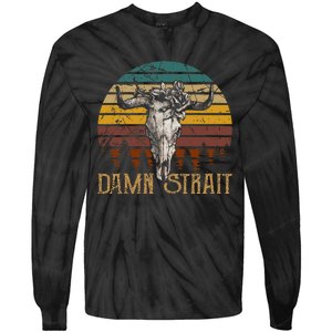 Fucking S.T.R.A.I.T Guitar Music Country Bullskull Cowboy Tie-Dye Long Sleeve Shirt