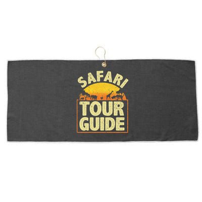 Funny Safari Guide Zoo Safari Large Microfiber Waffle Golf Towel