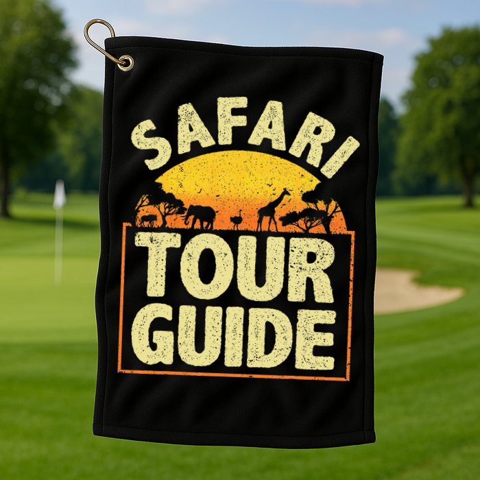 Funny Safari Guide Zoo Safari Golf Towel