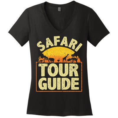 Funny Safari Guide Zoo Safari Women's V-Neck T-Shirt