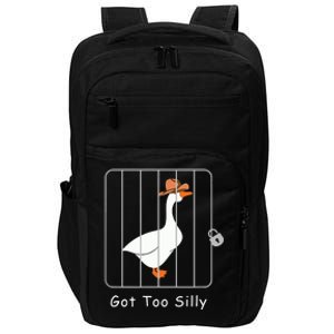 Funny Silly Goose Lover Mugshot Meme Got Too Silly Impact Tech Backpack