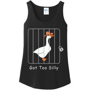 Funny Silly Goose Lover Mugshot Meme Got Too Silly Ladies Essential Tank