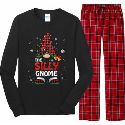 Funny Silly Gnome Buffalo Plaid Matching Family Christmas Gift Long Sleeve Pajama Set