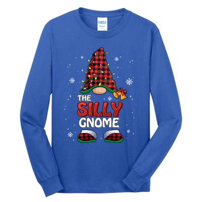 Funny Silly Gnome Buffalo Plaid Matching Family Christmas Gift Tall Long Sleeve T-Shirt