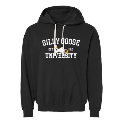 Funny Silly Goose Duck University Meme School Garment-Dyed Fleece Hoodie