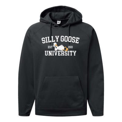 Funny Silly Goose Duck University Meme School Performance Fleece Hoodie