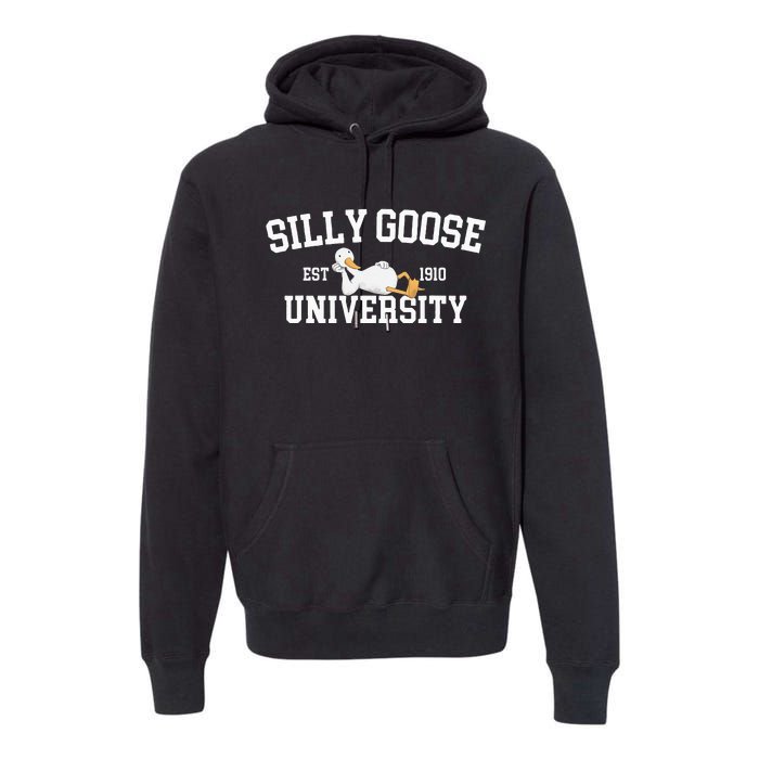 Funny Silly Goose Duck University Meme School Premium Hoodie