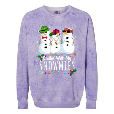 Funny Snowman Gift Christmas Chillin With My Snowmies Colorblast Crewneck Sweatshirt