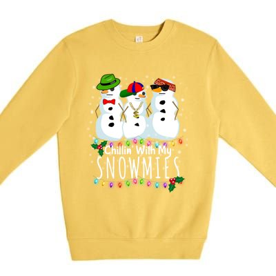 Funny Snowman Gift Christmas Chillin With My Snowmies Premium Crewneck Sweatshirt