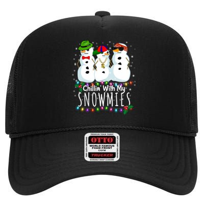 Funny Snowman Gift Christmas Chillin With My Snowmies High Crown Mesh Back Trucker Hat