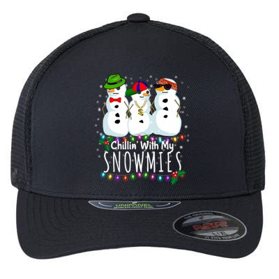 Funny Snowman Gift Christmas Chillin With My Snowmies Flexfit Unipanel Trucker Cap