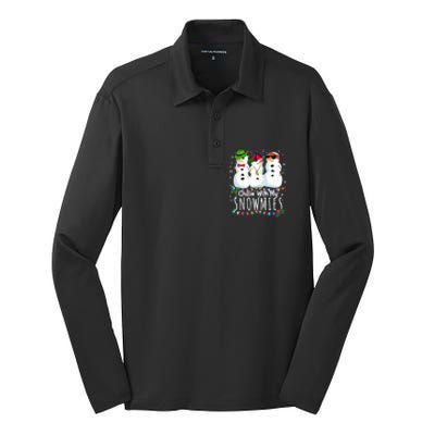 Funny Snowman Gift Christmas Chillin With My Snowmies Silk Touch Performance Long Sleeve Polo