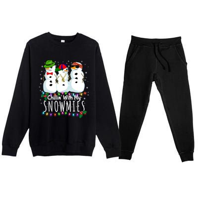 Funny Snowman Gift Christmas Chillin With My Snowmies Premium Crewneck Sweatsuit Set