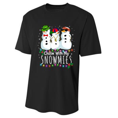 Funny Snowman Gift Christmas Chillin With My Snowmies Performance Sprint T-Shirt