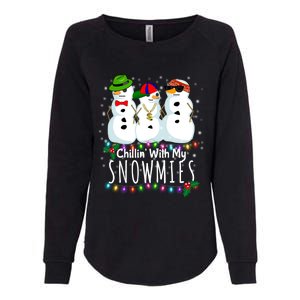 Funny Snowman Gift Christmas Chillin With My Snowmies Womens California Wash Sweatshirt