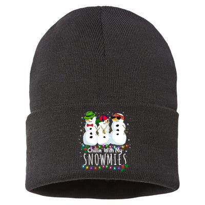 Funny Snowman Gift Christmas Chillin With My Snowmies Sustainable Knit Beanie