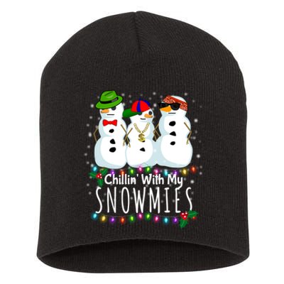 Funny Snowman Gift Christmas Chillin With My Snowmies Short Acrylic Beanie