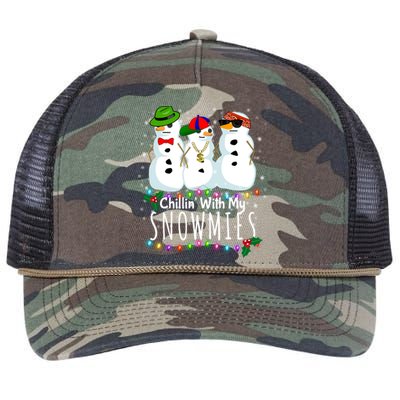 Funny Snowman Gift Christmas Chillin With My Snowmies Retro Rope Trucker Hat Cap