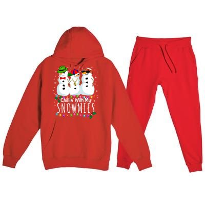 Funny Snowman Gift Christmas Chillin With My Snowmies Premium Hooded Sweatsuit Set