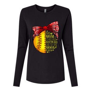 Funny Softball Gift Mom  Pitcher Catcher Lovers Womens Cotton Relaxed Long Sleeve T-Shirt