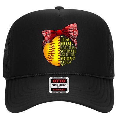 Funny Softball Gift Mom  Pitcher Catcher Lovers High Crown Mesh Back Trucker Hat