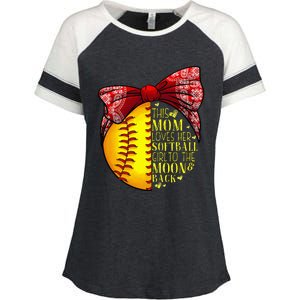 Funny Softball Gift Mom  Pitcher Catcher Lovers Enza Ladies Jersey Colorblock Tee