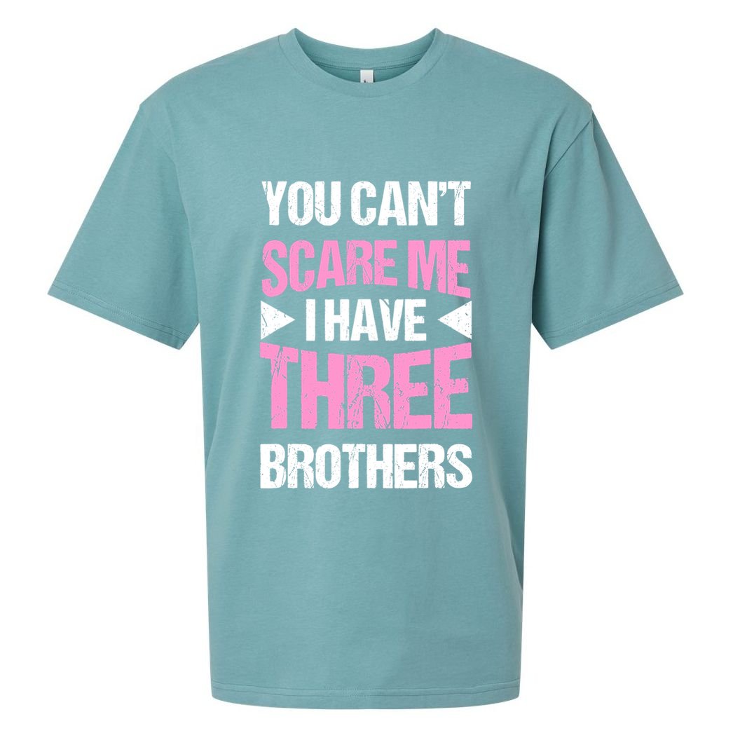 Funny Sister Gifts You CanT Scare Me I Have Three Brothers Sueded Cloud Jersey T-Shirt