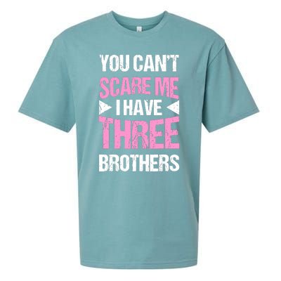 Funny Sister Gifts You CanT Scare Me I Have Three Brothers Sueded Cloud Jersey T-Shirt