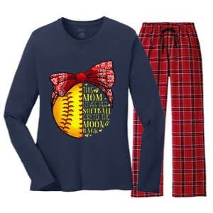 Funny Softball Gift Mom Women Pitcher Catcher Lovers Women's Long Sleeve Flannel Pajama Set 