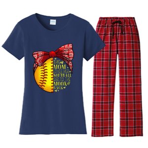 Funny Softball Gift Mom Women Pitcher Catcher Lovers Women's Flannel Pajama Set