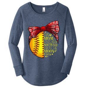 Funny Softball Gift Mom Women Pitcher Catcher Lovers Women's Perfect Tri Tunic Long Sleeve Shirt