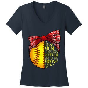 Funny Softball Gift Mom Women Pitcher Catcher Lovers Women's V-Neck T-Shirt