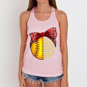 Funny Softball Gift Mom Women Pitcher Catcher Lovers Women's Knotted Racerback Tank