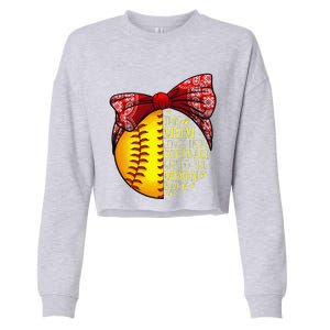 Funny Softball Gift Mom Women Pitcher Catcher Lovers Cropped Pullover Crew