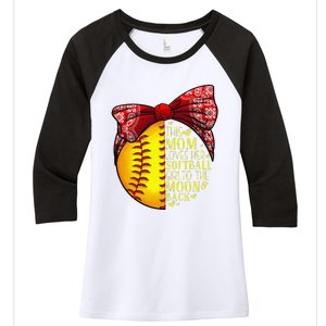 Funny Softball Gift Mom Women Pitcher Catcher Lovers Women's Tri-Blend 3/4-Sleeve Raglan Shirt