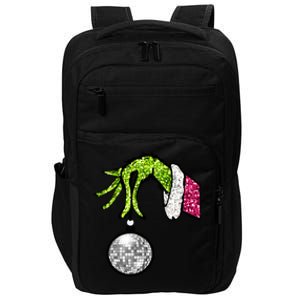 Faux Sequin Grinchmas Hand Merry Christmas Impact Tech Backpack