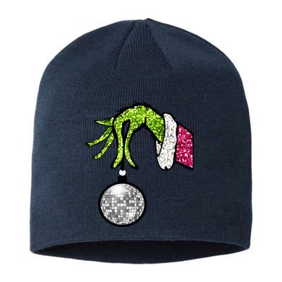 Faux Sequin Grinchmas Hand Merry Christmas Sustainable Beanie