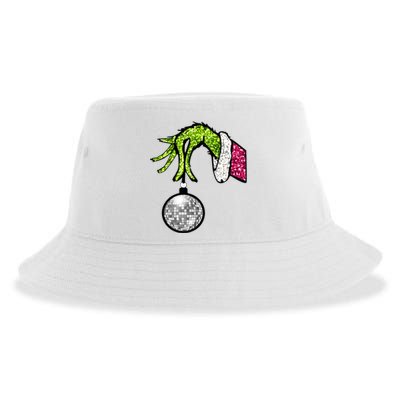 Faux Sequin Grinchmas Hand Merry Christmas Sustainable Bucket Hat