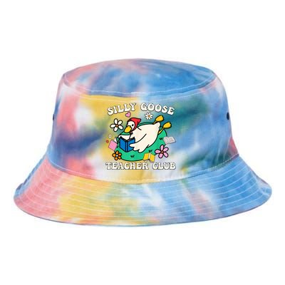 Funny Silly Goose Teacher Club Animal Lover Groovy Teacher Tie Dye Newport Bucket Hat