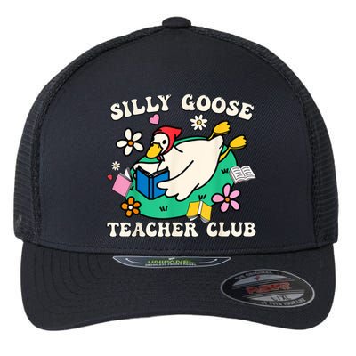 Funny Silly Goose Teacher Club Animal Lover Groovy Teacher Flexfit Unipanel Trucker Cap