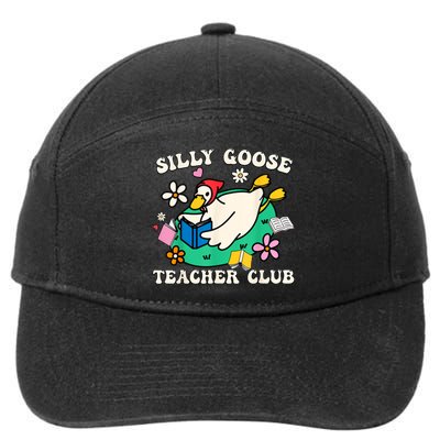 Funny Silly Goose Teacher Club Animal Lover Groovy Teacher 7-Panel Snapback Hat