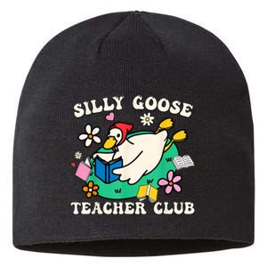 Funny Silly Goose Teacher Club Animal Lover Groovy Teacher Sustainable Beanie