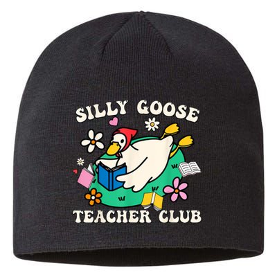 Funny Silly Goose Teacher Club Animal Lover Groovy Teacher Sustainable Beanie