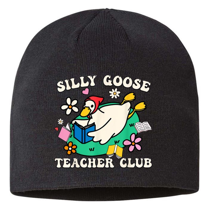 Funny Silly Goose Teacher Club Animal Lover Groovy Teacher Sustainable Beanie