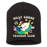 Funny Silly Goose Teacher Club Animal Lover Groovy Teacher Short Acrylic Beanie