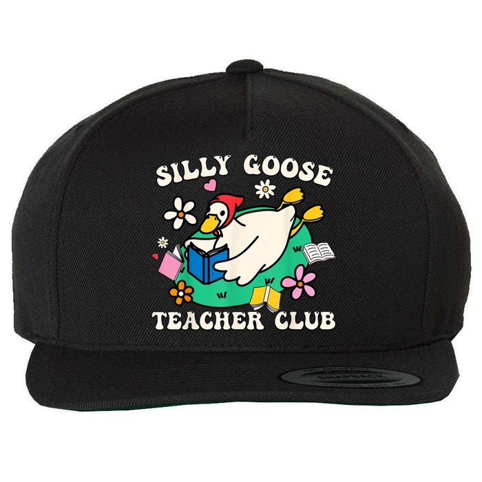 Funny Silly Goose Teacher Club Animal Lover Groovy Teacher Wool Snapback Cap