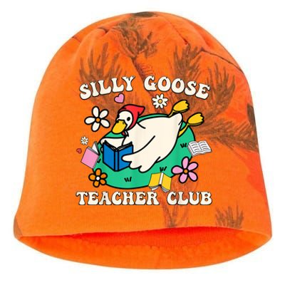 Funny Silly Goose Teacher Club Animal Lover Groovy Teacher Kati - Camo Knit Beanie