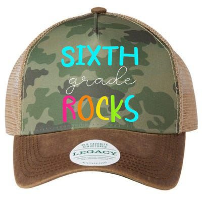 Funny Sixth Grade Rocks Team 6th Grade Teacher Legacy Tie Dye Trucker Hat