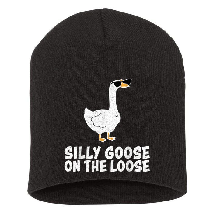 Funny Silly Goose On The Loose Short Acrylic Beanie