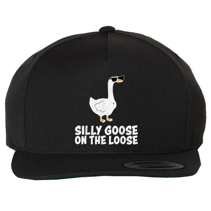 Funny Silly Goose On The Loose Wool Snapback Cap
